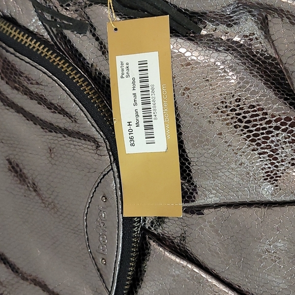 Botkier Snakeskin Metallic Pewter Boho Bag - Picture 2 of 7